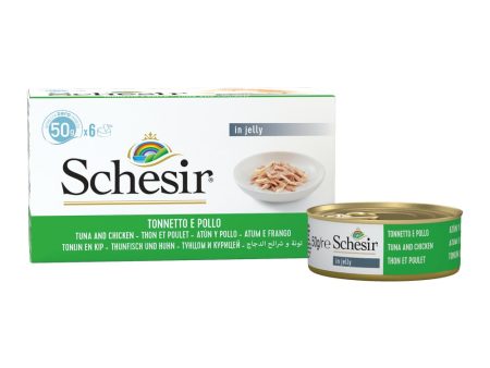 18% OFF: Schesir Tuna with Chicken Fillets in Natural Jelly Adult Canned Cat Food Multipack 50g x 6 For Sale